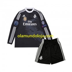 Camisola Real Madrid 2014 Retro Criança Equipamento Terceiro Manga Comprida